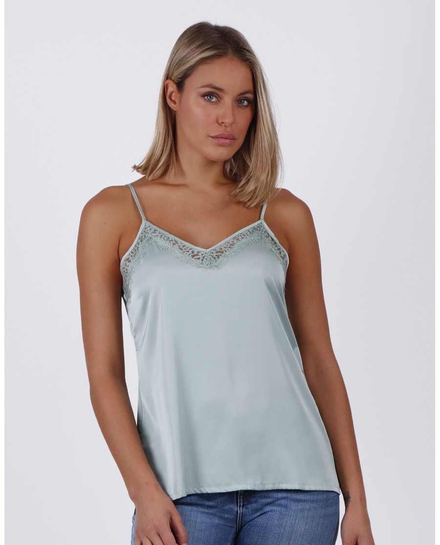 ADMAS Camiseta Tirante Puntilla Escote para Mujer VERDE AGUA ADMAS Camiseta Tirante Puntilla Escote para Mujer VERDE AGUA