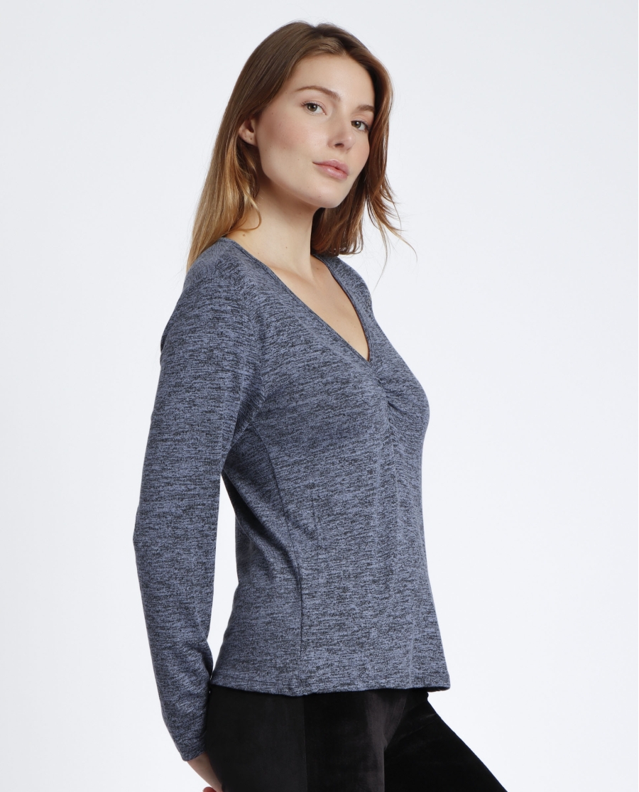 ADMAS Camiseta Manga Larga Calentita Nudo para Mujer AZUL JASPE