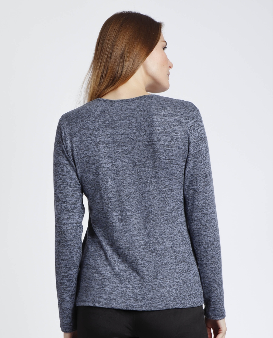 ADMAS Camiseta Manga Larga Calentita Nudo para Mujer AZUL JASPE