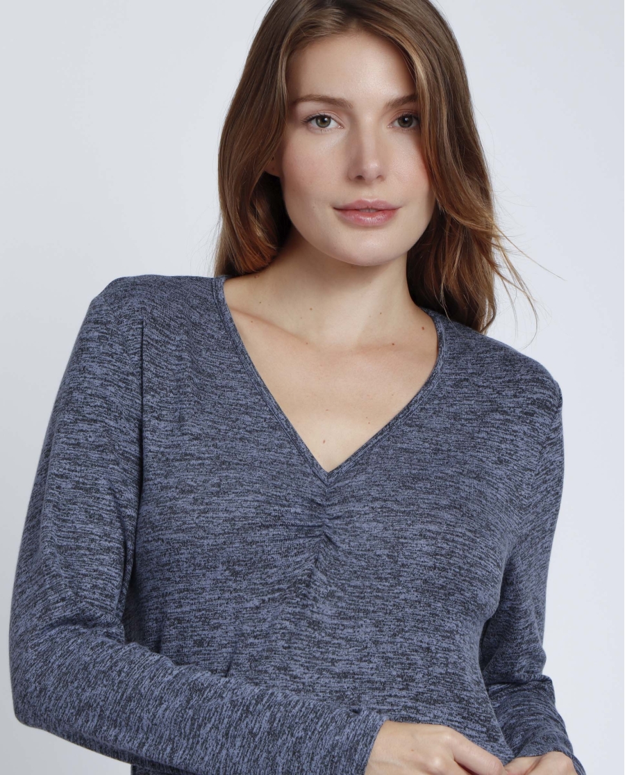 ADMAS Camiseta Manga Larga Calentita Nudo para Mujer AZUL JASPE