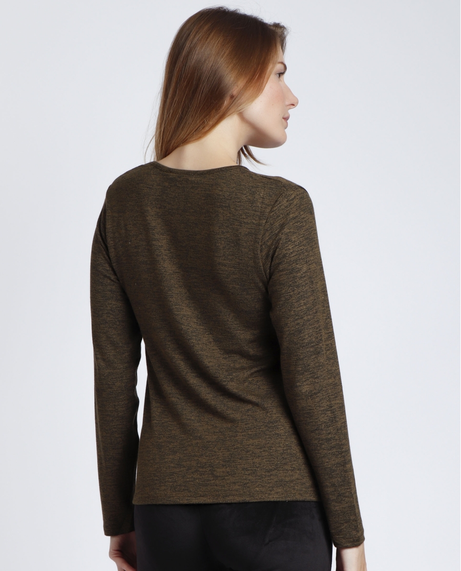 ADMAS Camiseta Manga Larga Calentita Nudo para Mujer VERDE JASPE