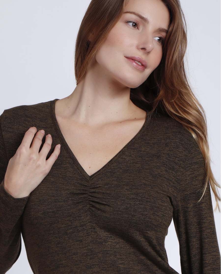 ADMAS Camiseta Manga Larga Calentita Nudo para Mujer VERDE JASPE