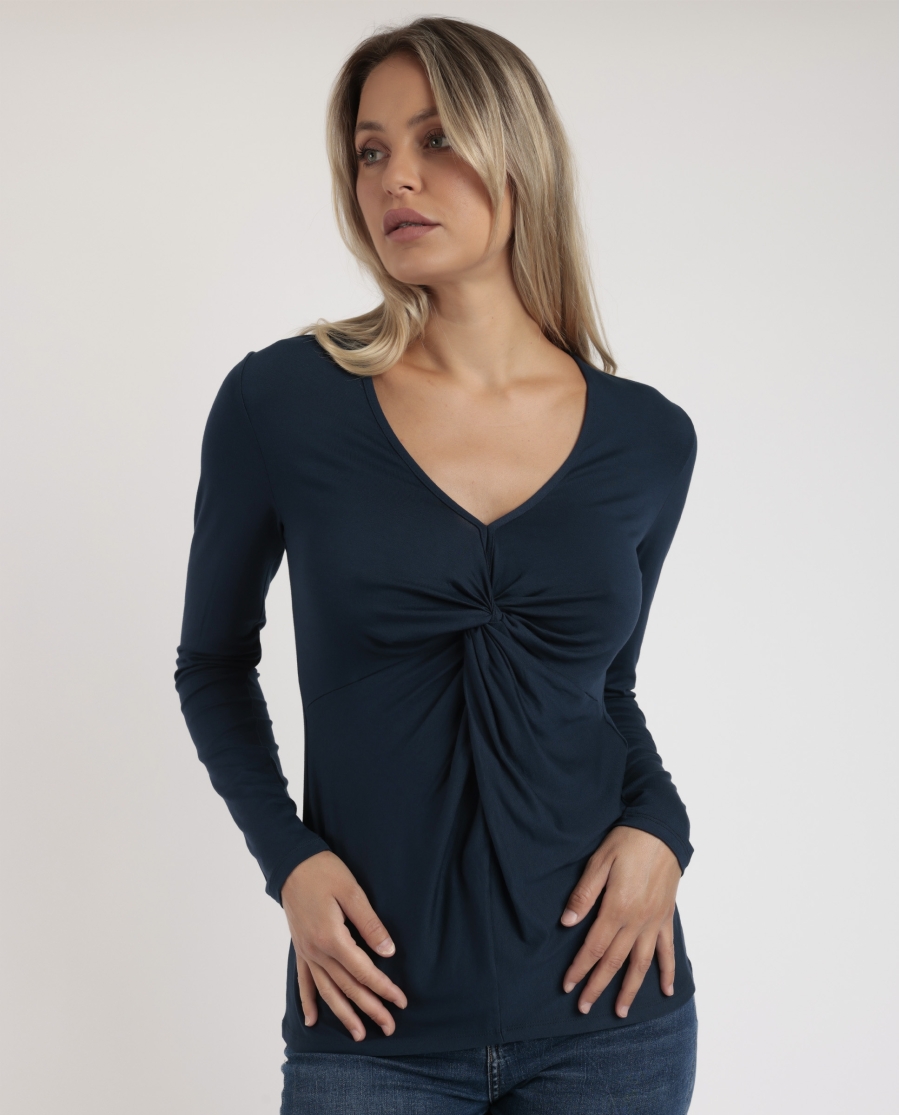 ADMAS Camiseta Manga Larga Pico Raso para Mujer MARINO ADMAS Camiseta Manga Larga Pico Raso para Mujer MARINO