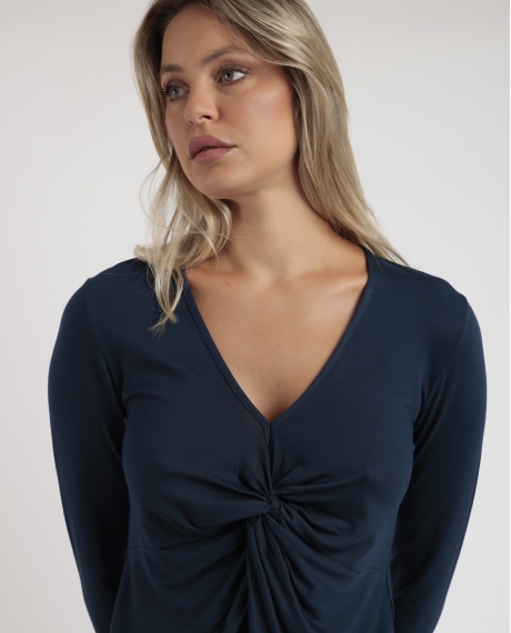 ADMAS Camiseta Manga Larga Pico Raso para Mujer MARINO 2