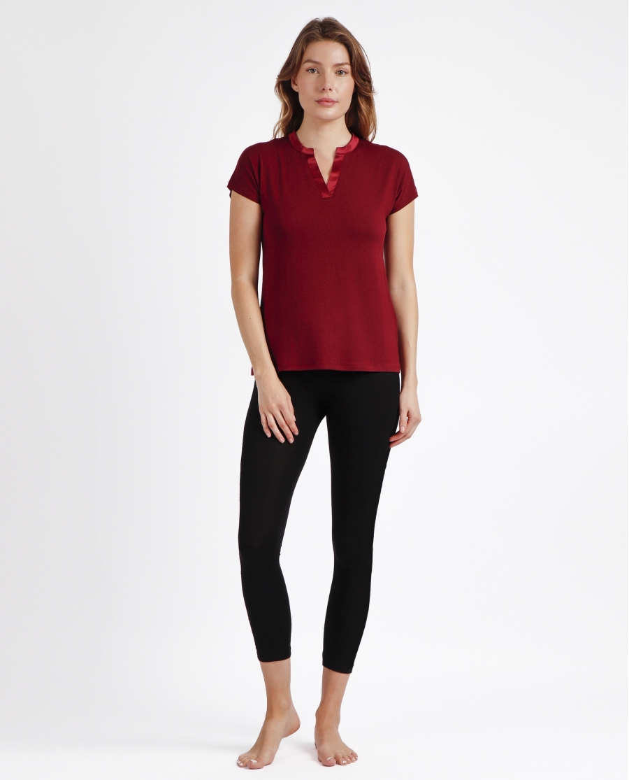 ADMAS Camiseta Manga Corta Tapeta Raso para Mujer BURDEOS ADMAS Camiseta Manga Corta Tapeta Raso para Mujer BURDEOS