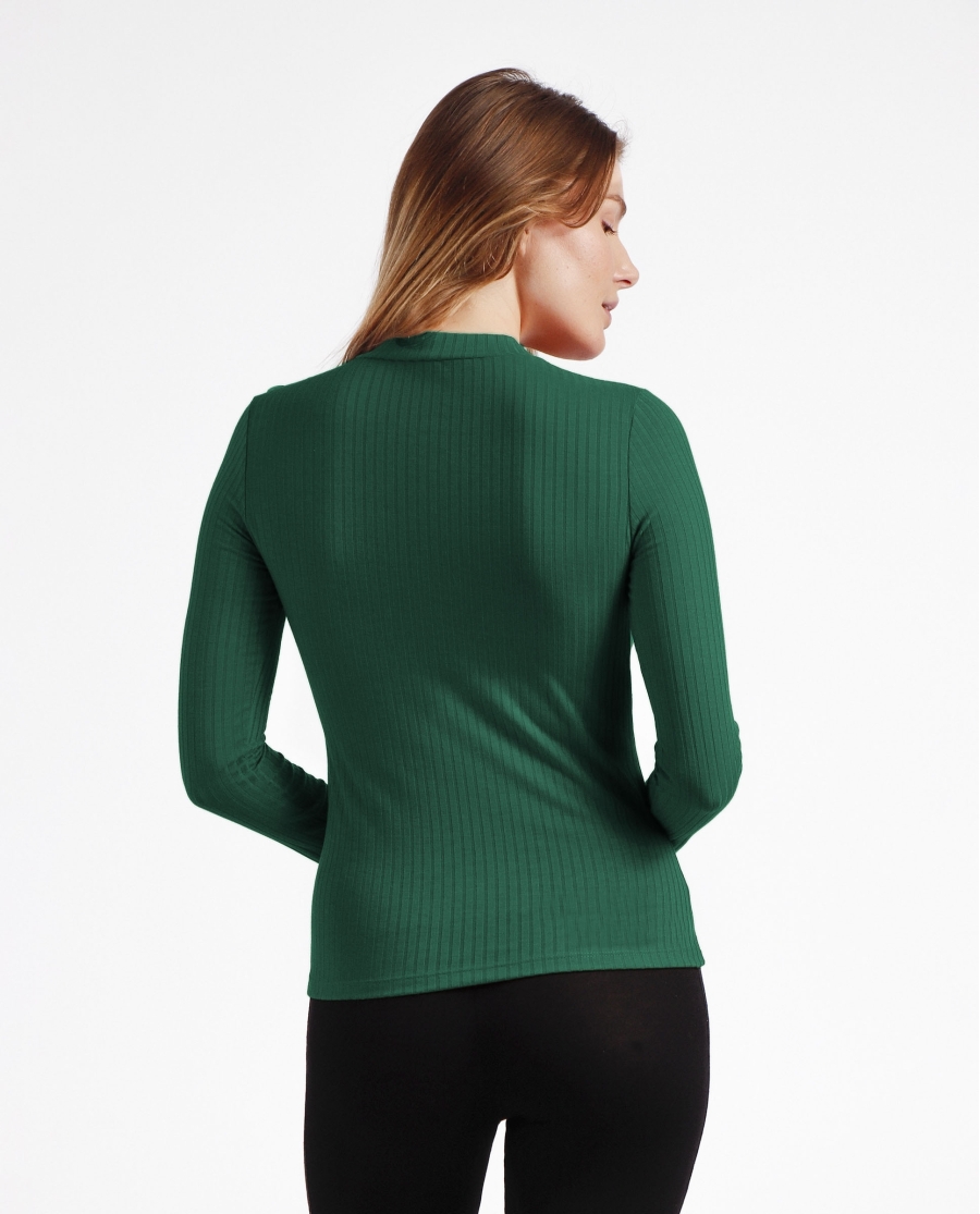 ADMAS Camiseta Manga Larga Calentita Rib Perkins para Mujer VERDE