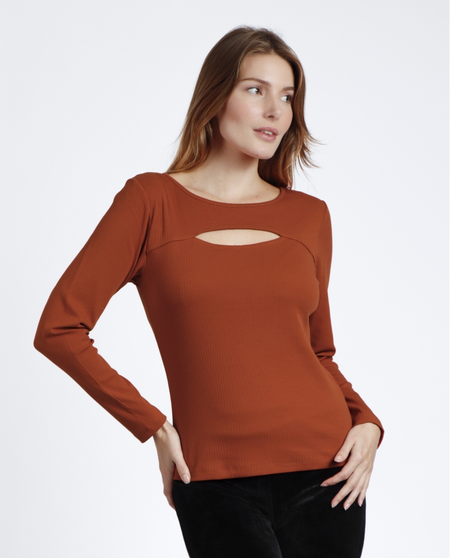 ADMAS Camiseta Manga Larga Calentita Rib Apertura para Mujer CALDERA