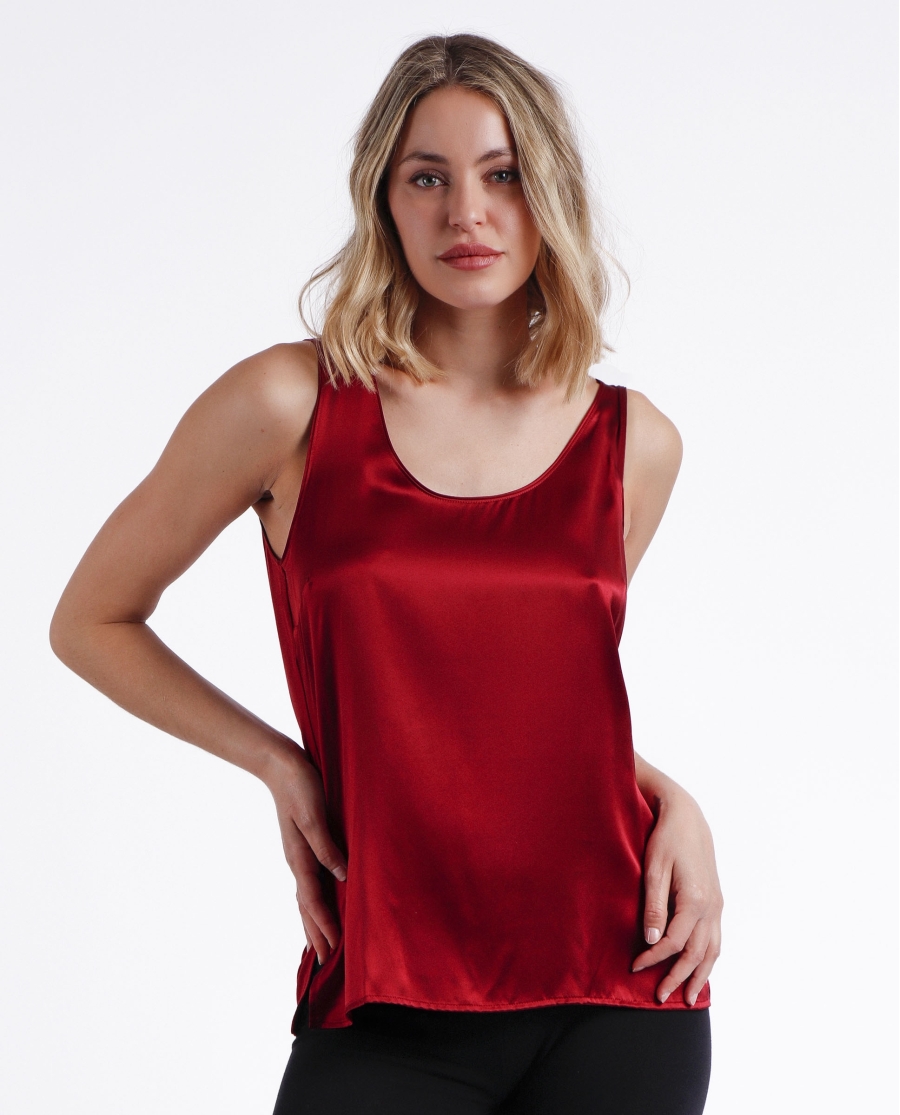 ADMAS Camiseta Sin Mangas Raso para Mujer BURDEOS ADMAS Camiseta Sin Mangas Raso para Mujer BURDEOS