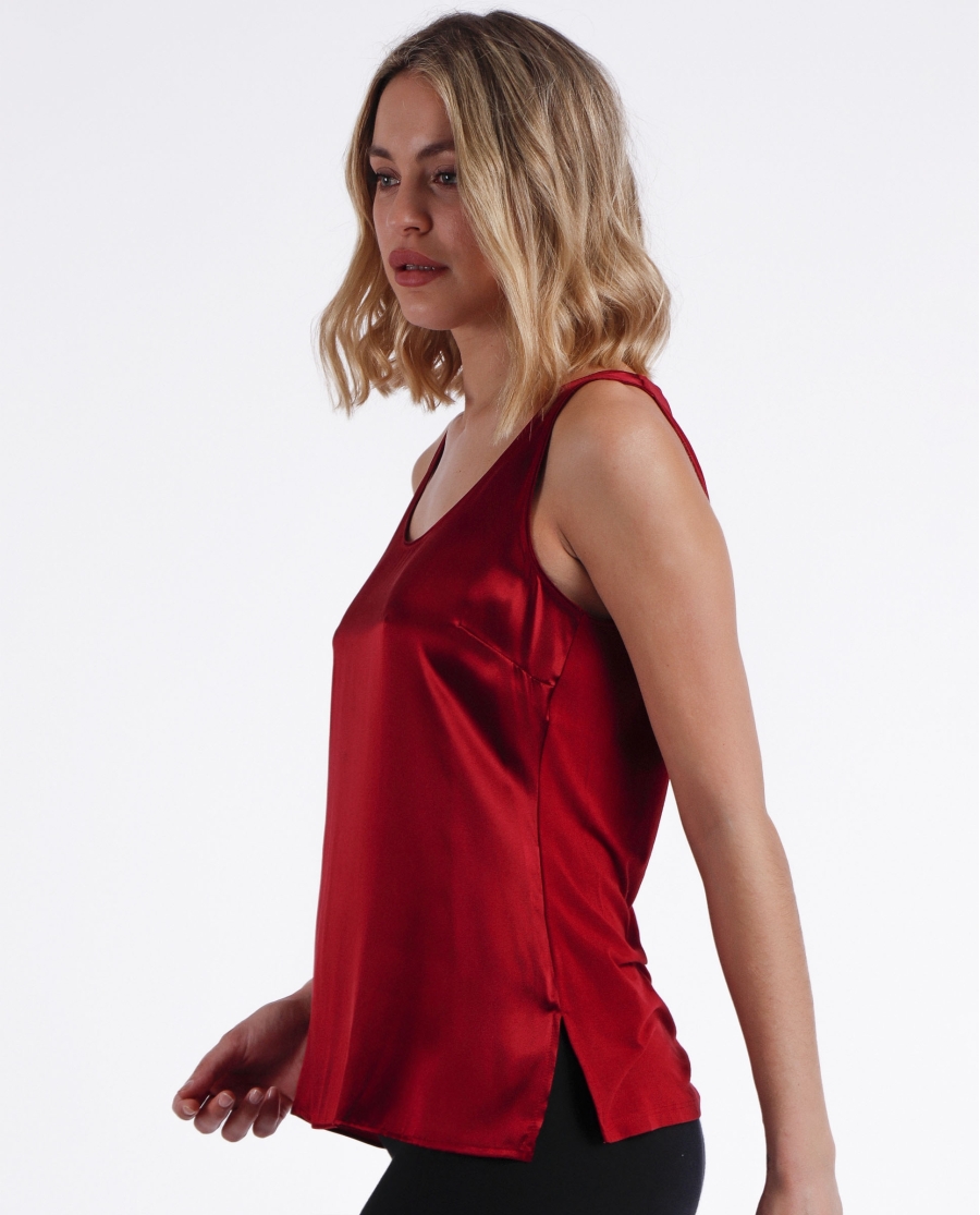 ADMAS Camiseta Sin Mangas Raso para Mujer BURDEOS ADMAS Camiseta Sin Mangas Raso para Mujer BURDEOS