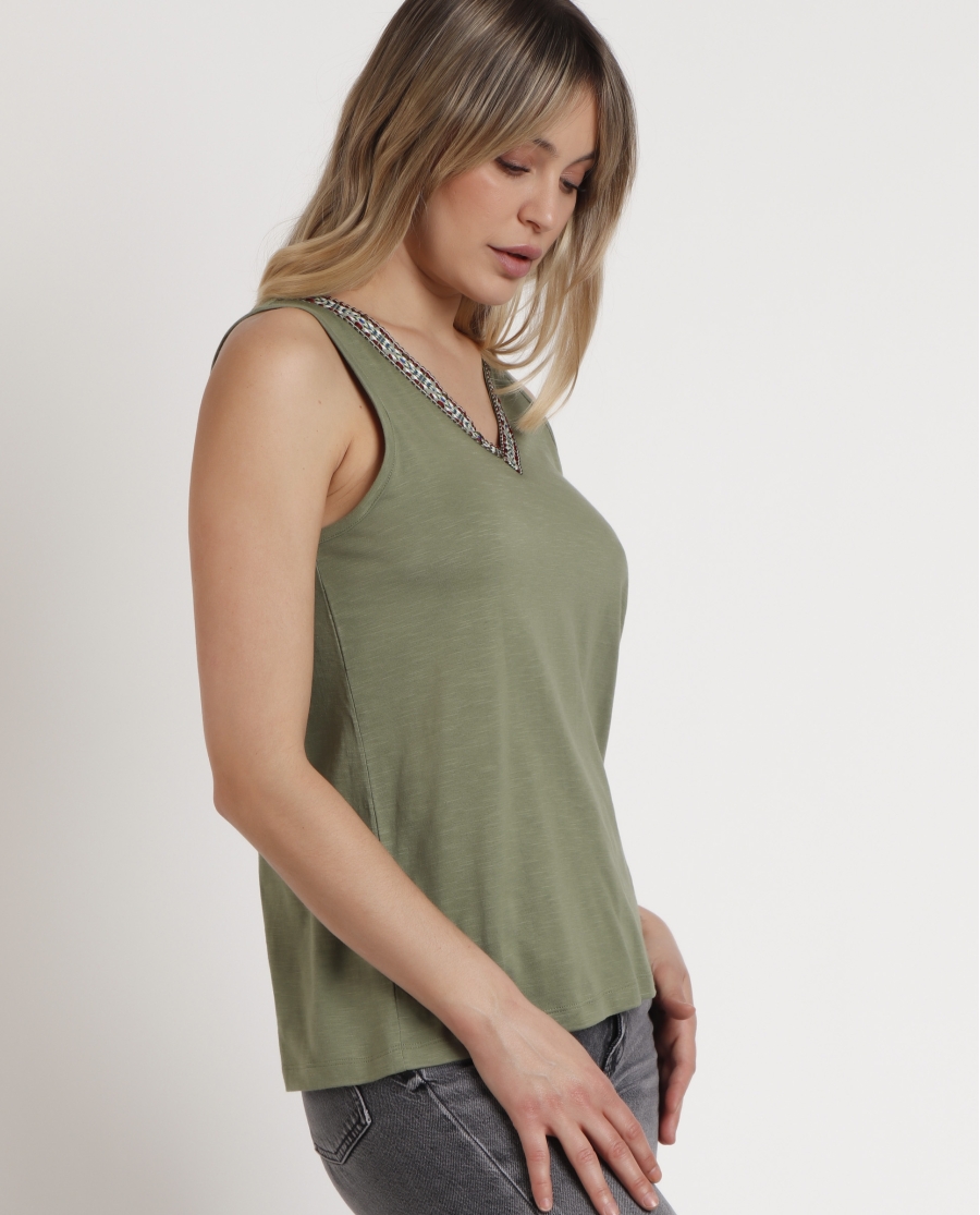 ADMAS Camiseta Sin Mangas Mexico para Mujer OLIVA