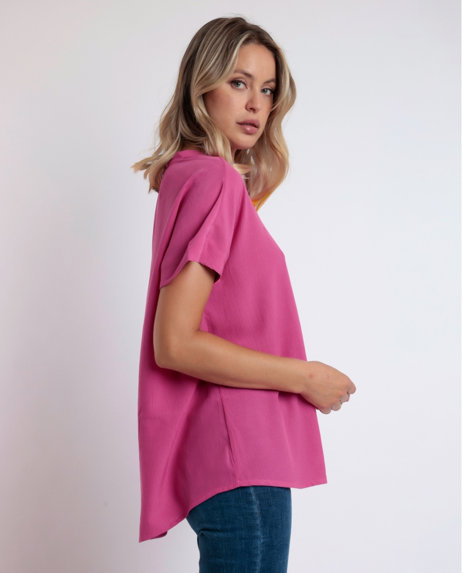 ADMAS Camisa Manga Corta Fluida para Mujer FUCSIA