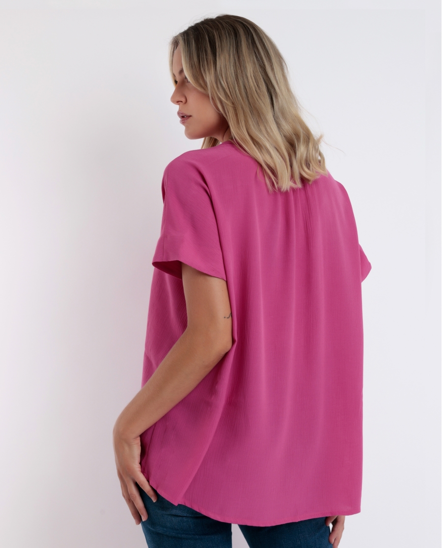 ADMAS Camisa Manga Corta Fluida para Mujer FUCSIA