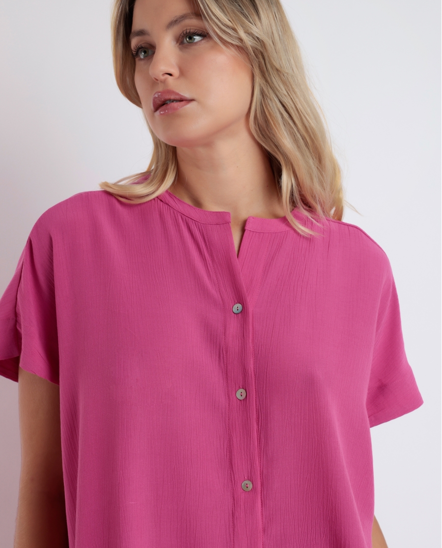 ADMAS Camisa Manga Corta Fluida para Mujer FUCSIA