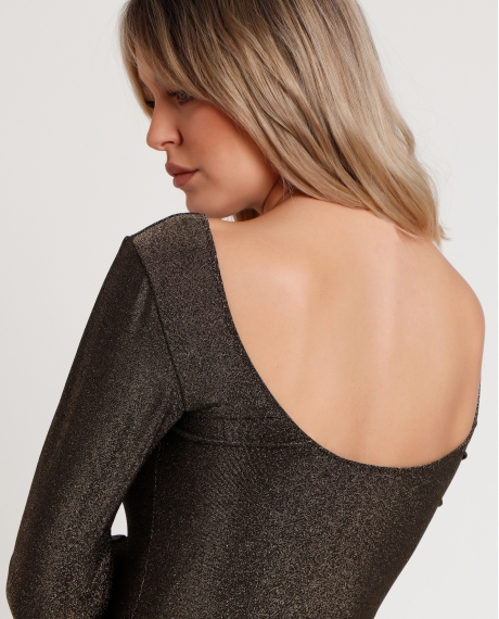 ADMAS Camiseta Manga Larga Brillos para Mujer ORO 2