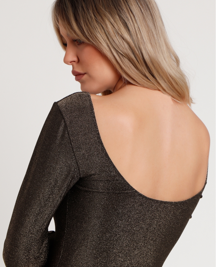 ADMAS Camiseta Manga Larga Brillos para Mujer ORO