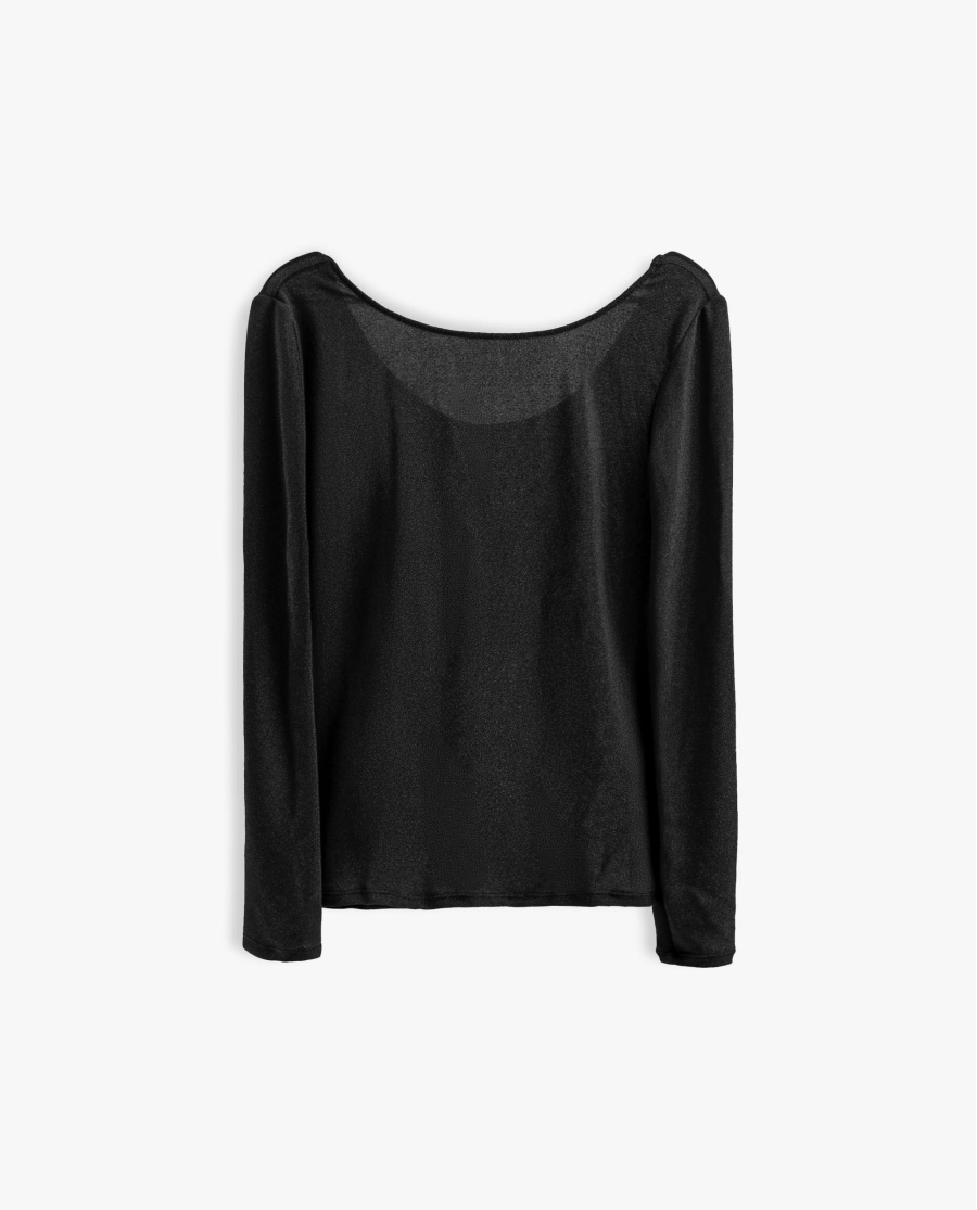 ADMAS Camiseta Manga Larga Brillos para Mujer NEGRO