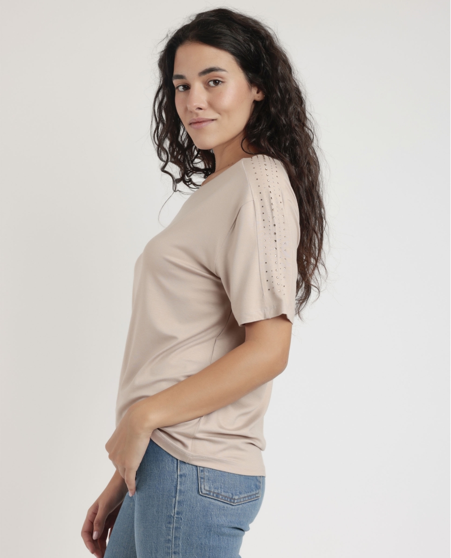 ADMAS Camiseta Manga Corta Shoulder Stones para Mujer BEIGE ADMAS Camiseta Manga Corta Shoulder Stones para Mujer BEIGE