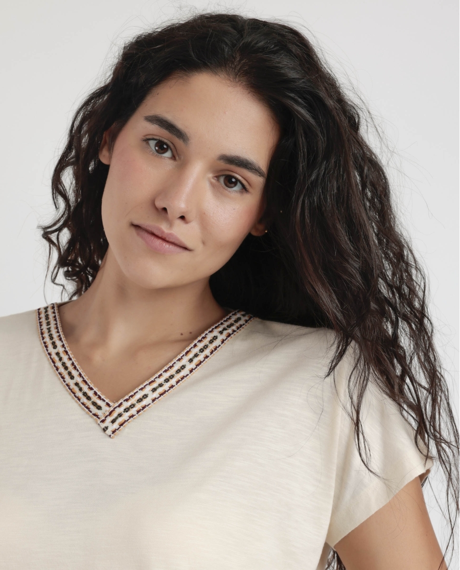 ADMAS Camiseta Manga Caída Mexico para Mujer CRUDO