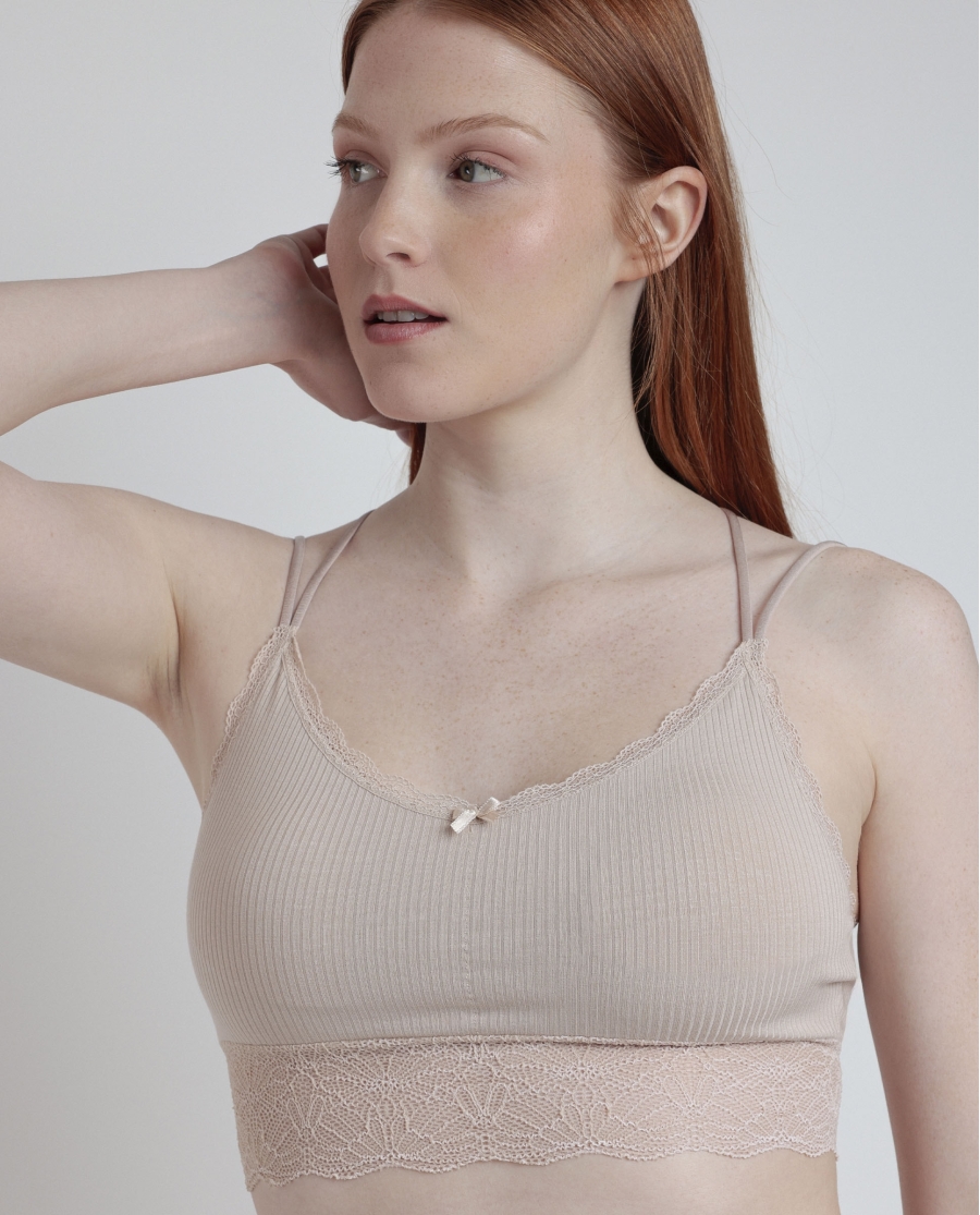 ADMAS Conjunto Top Interior Canalé y Tanga para Mujer ARENA ADMAS Conjunto Top Interior Canalé y Tanga para Mujer ARENA