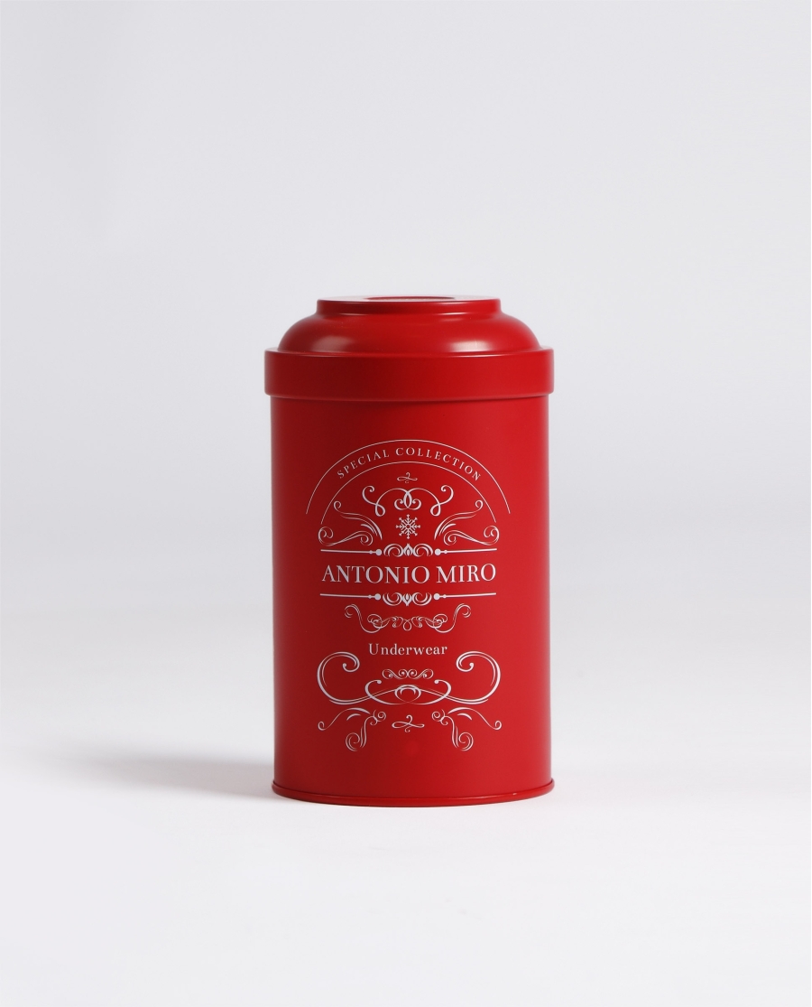 ANTONIO MIRO Calzoncillo/Bóxer Bote Metal Regalo para Hombre, (Caja de 12 unidades) ROJO