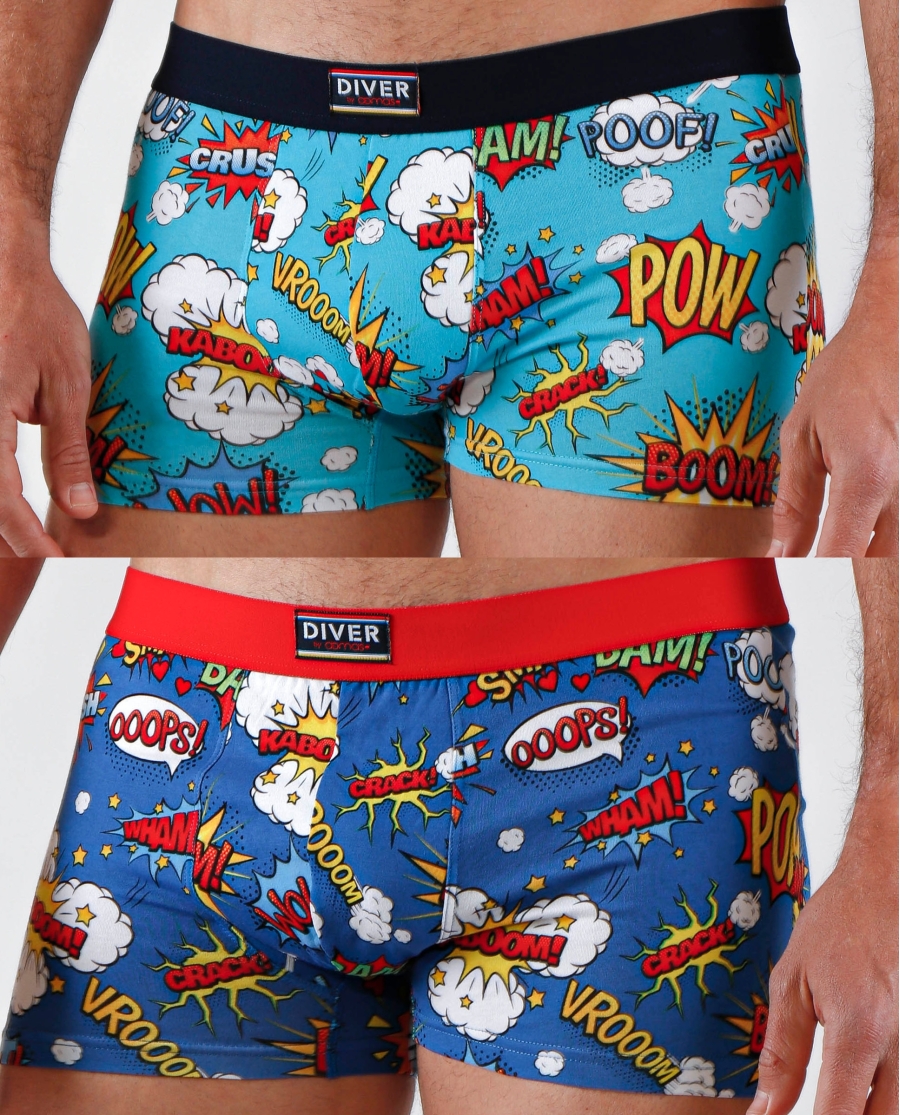 DIVER Calzoncillo/Bóxer Comic para Hombre, (Caja de 2 unidades) PACK FANTASIA DIVER Calzoncillo/Bóxer Comic para Hombre, (Caja de 2 unidades) PACK FANTASIA