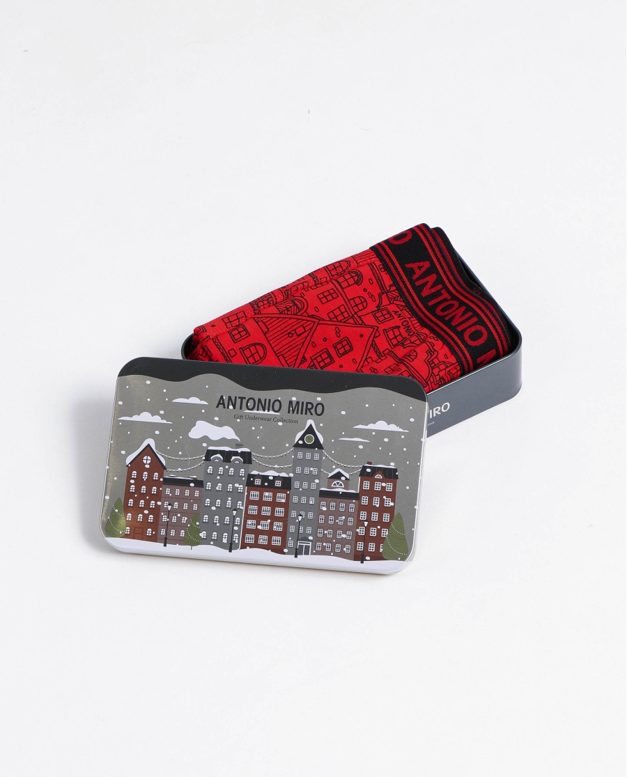 ANTONIO MIRO Calzoncillo/Bóxer Village Caja Regalo para Hombre, (Caja 12 unidades) ROJO