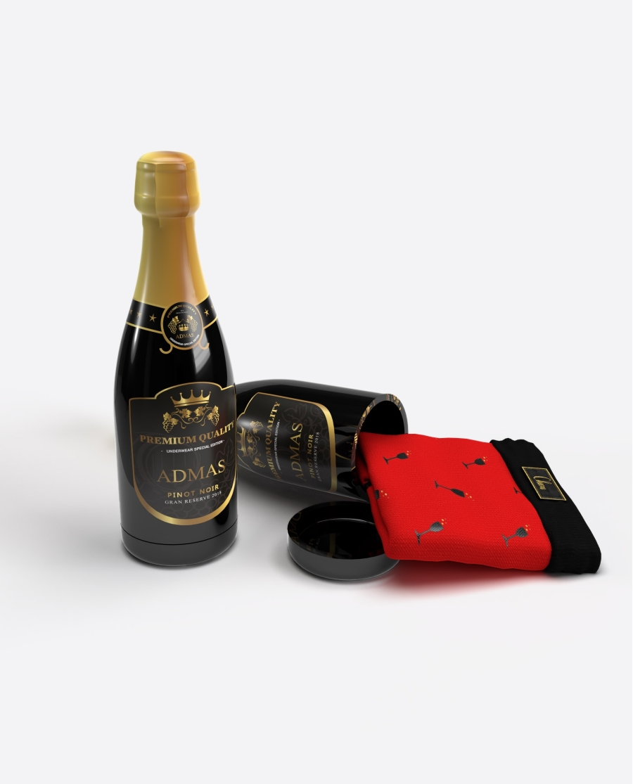 ADMAS Calzoncillo/Boxer Botella Cheers para Hombre, (Caja 12 unidades) ROJO