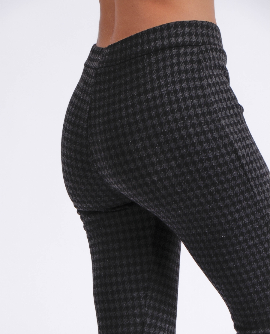 ADMAS Pantalón Elástico Largo Pata de Gallo para Mujer GRIS