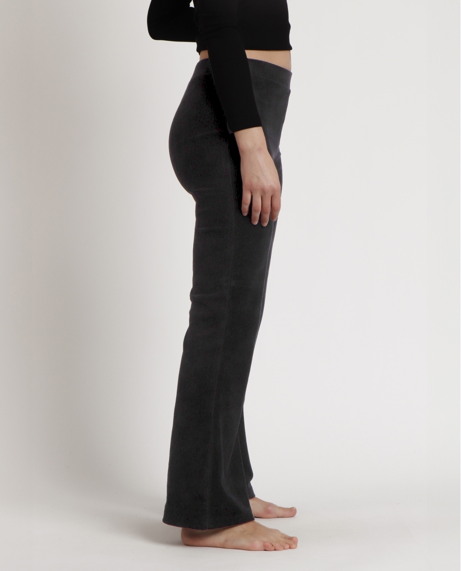 ADMAS Pantalón Elástico Largo Campana Corduroy para Mujer NEGRO