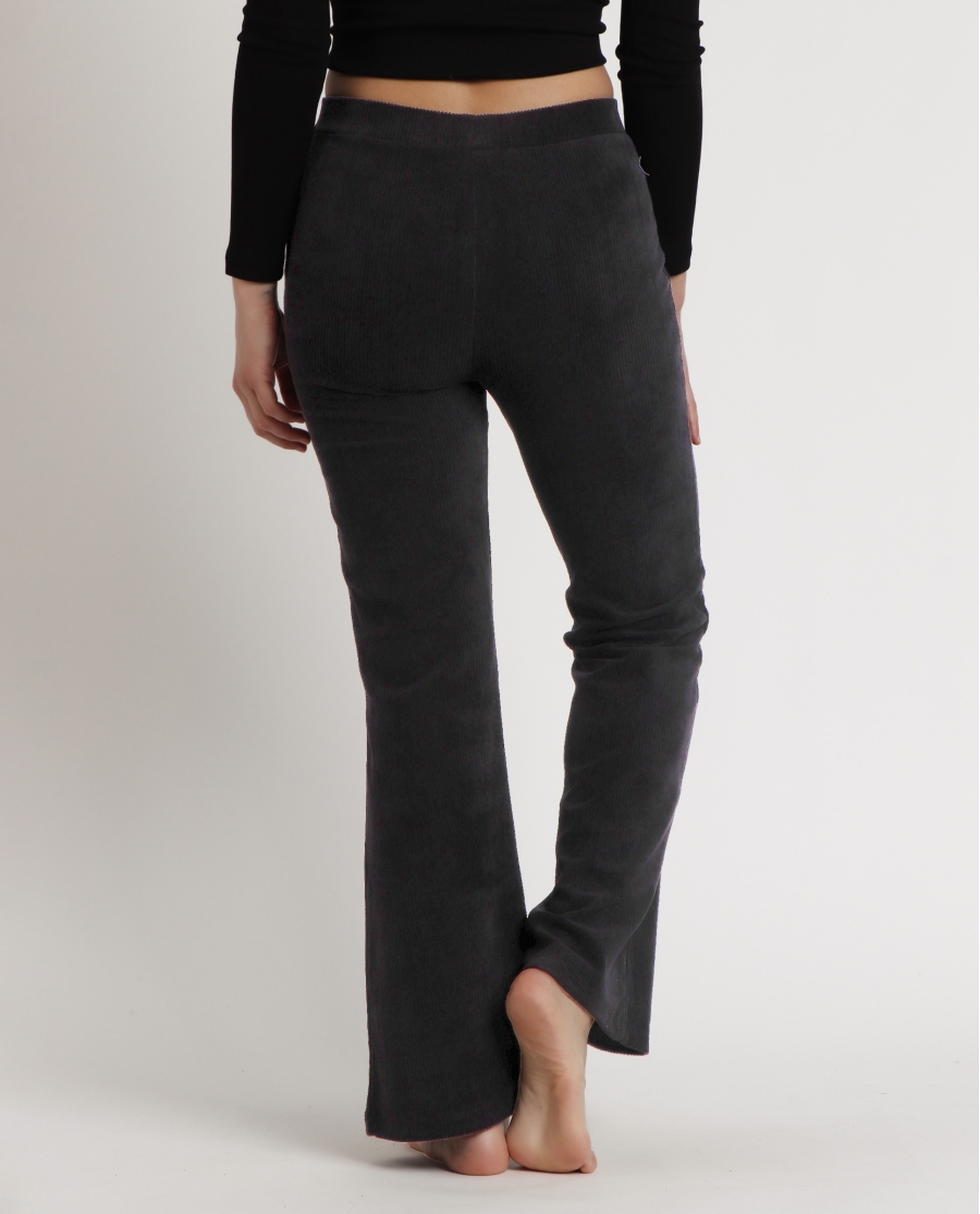 ADMAS Pantalón Elástico Largo Campana Corduroy para Mujer NEGRO