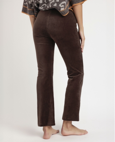ADMAS Pantalón Elástico Largo Campana Corduroy para Mujer CHOCOLATE 2