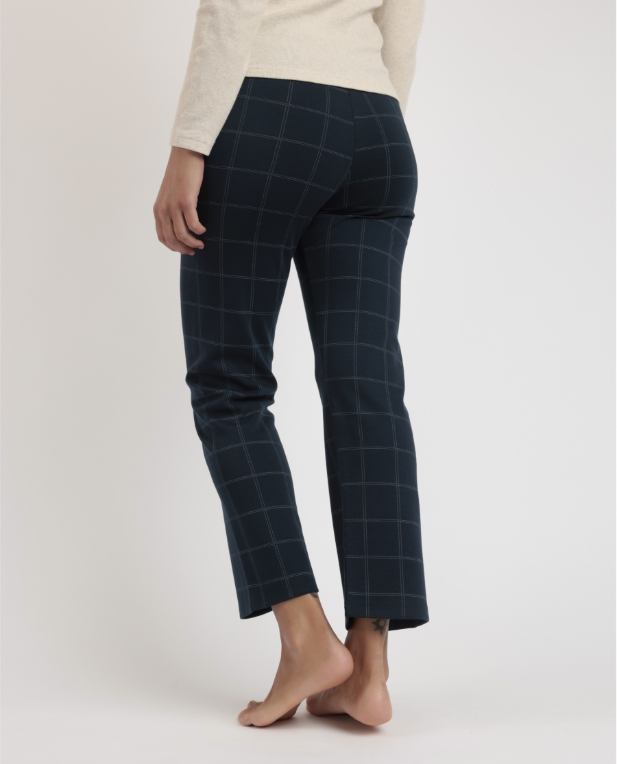 ADMAS Pantalón Elástico Largo Navy Checks para Mujer MARINO ADMAS Pantalón Elástico Largo Navy Checks para Mujer MARINO