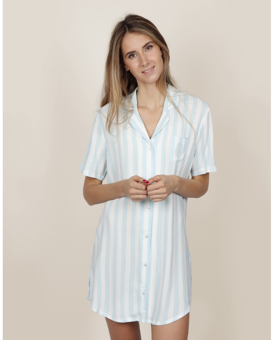 ADMAS CLASSIC Camisola Manga Corta Stripes para Mujer AZUL ADMAS CLASSIC Camisola Manga Corta Stripes para Mujer AZUL