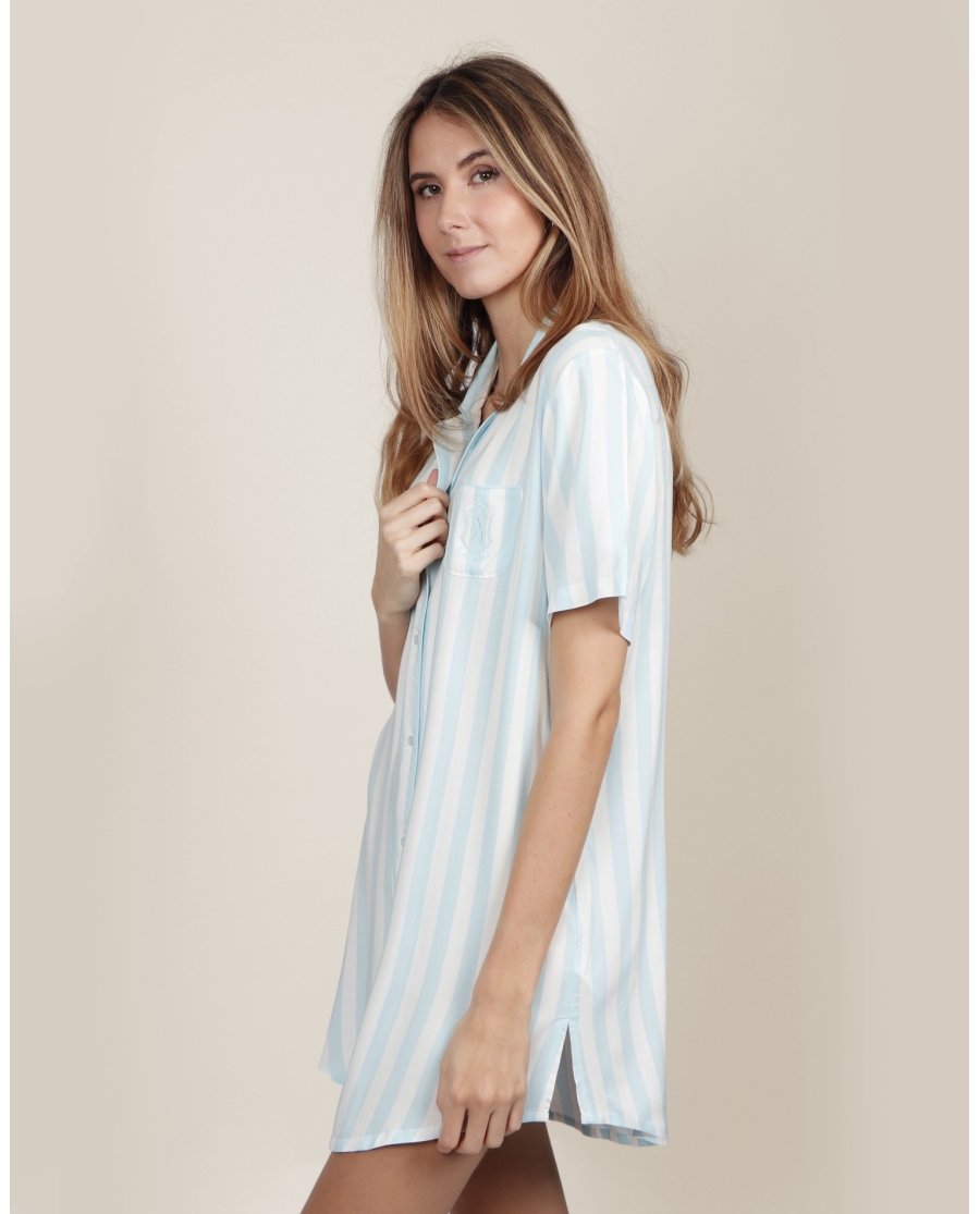 ADMAS CLASSIC Camisola Manga Corta Stripes para Mujer AZUL ADMAS CLASSIC Camisola Manga Corta Stripes para Mujer AZUL