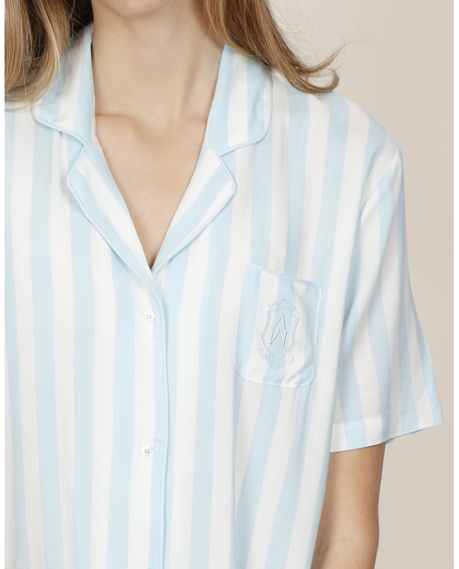 ADMAS CLASSIC Camisola Manga Corta Stripes para Mujer AZUL ADMAS CLASSIC Camisola Manga Corta Stripes para Mujer AZUL