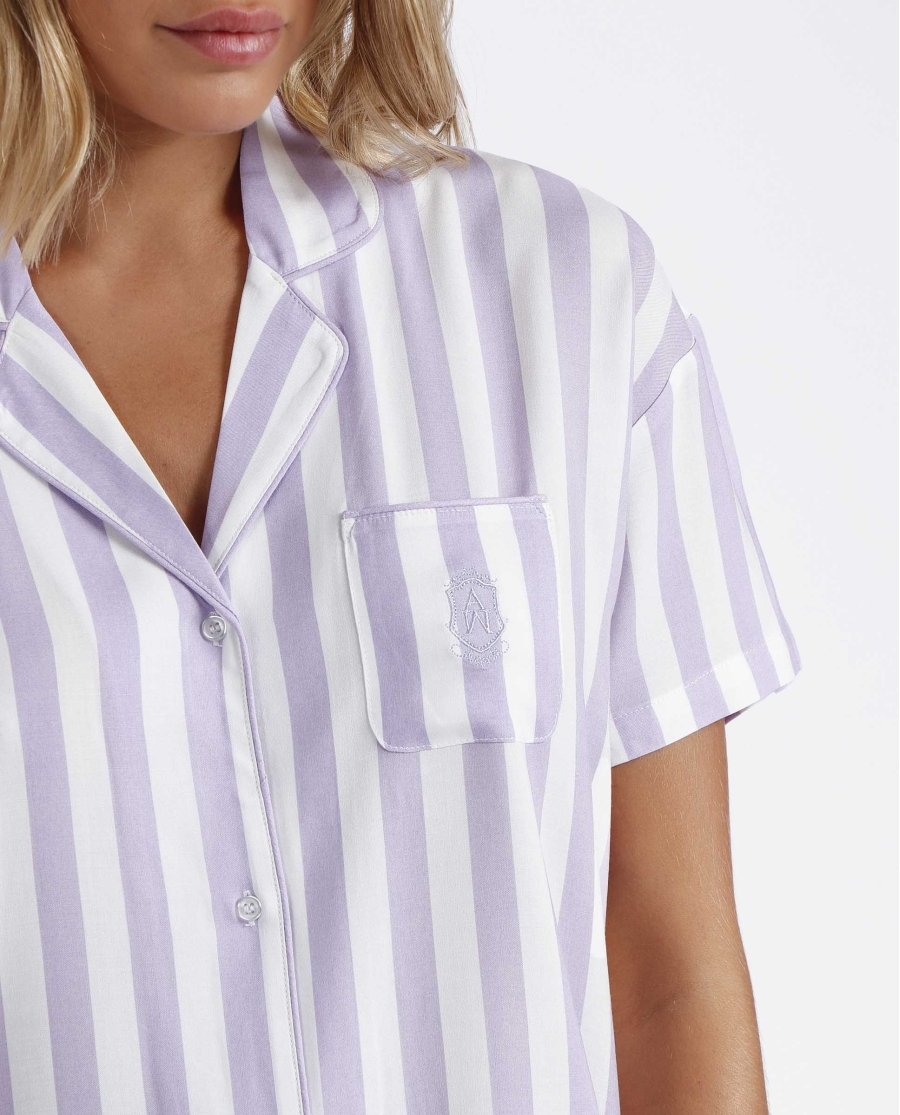 ADMAS CLASSIC Camisola Manga Corta Stripes para Mujer MALVA ADMAS CLASSIC Camisola Manga Corta Stripes para Mujer MALVA