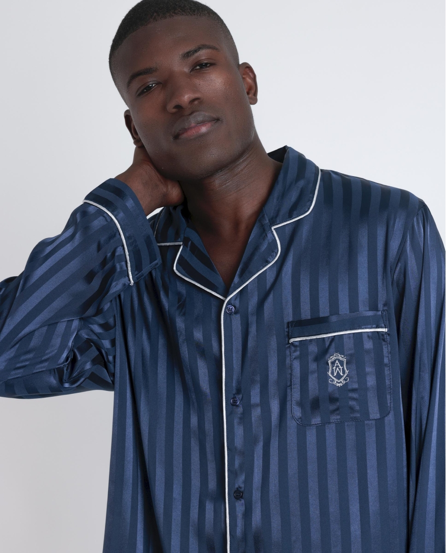 ADMAS CLASSIC Pijama Abierto Manga Larga Satin Stripes para Hombre MARINO ADMAS CLASSIC Pijama Abierto Manga Larga Satin Stripes para Hombre MARINO