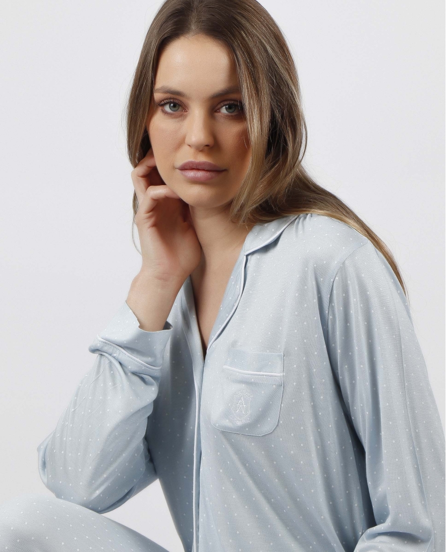 ADMAS CLASSIC Pijama Abierto Manga Larga Soft Secret para Mujer AZUL ADMAS CLASSIC Pijama Abierto Manga Larga Soft Secret para Mujer AZUL