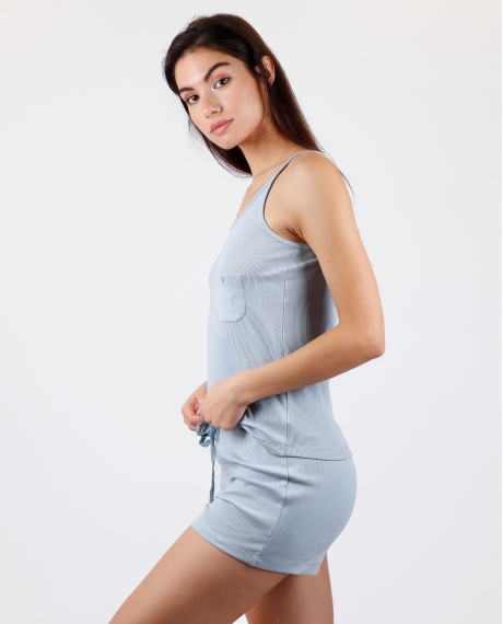 ADMAS Pijama Tirantes Romantic Canalé para Mujer AQUA 2