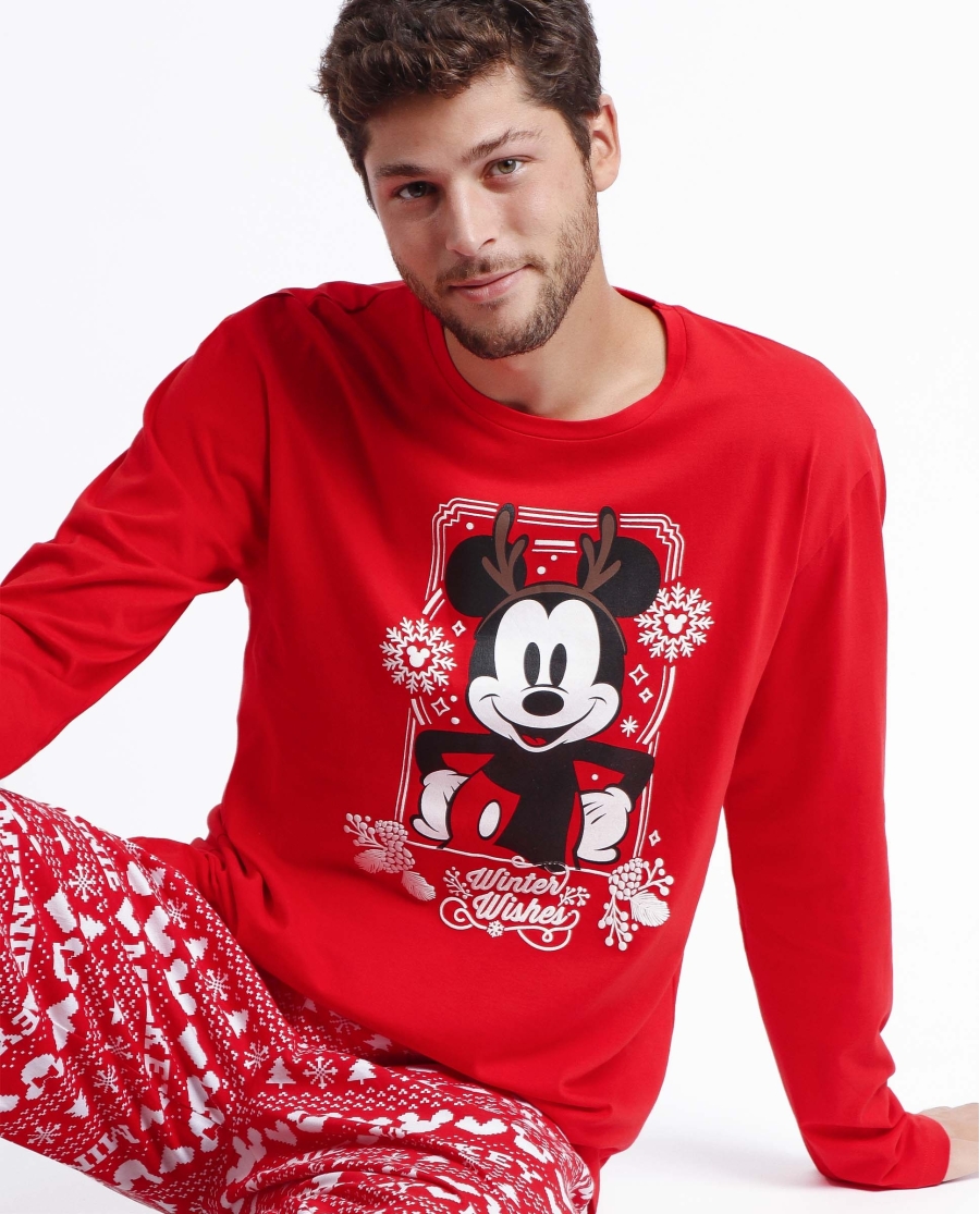 DISNEY Pijama Manga Larga Mickey Christmas para Hombre ROJO DISNEY Pijama Manga Larga Mickey Christmas para Hombre ROJO