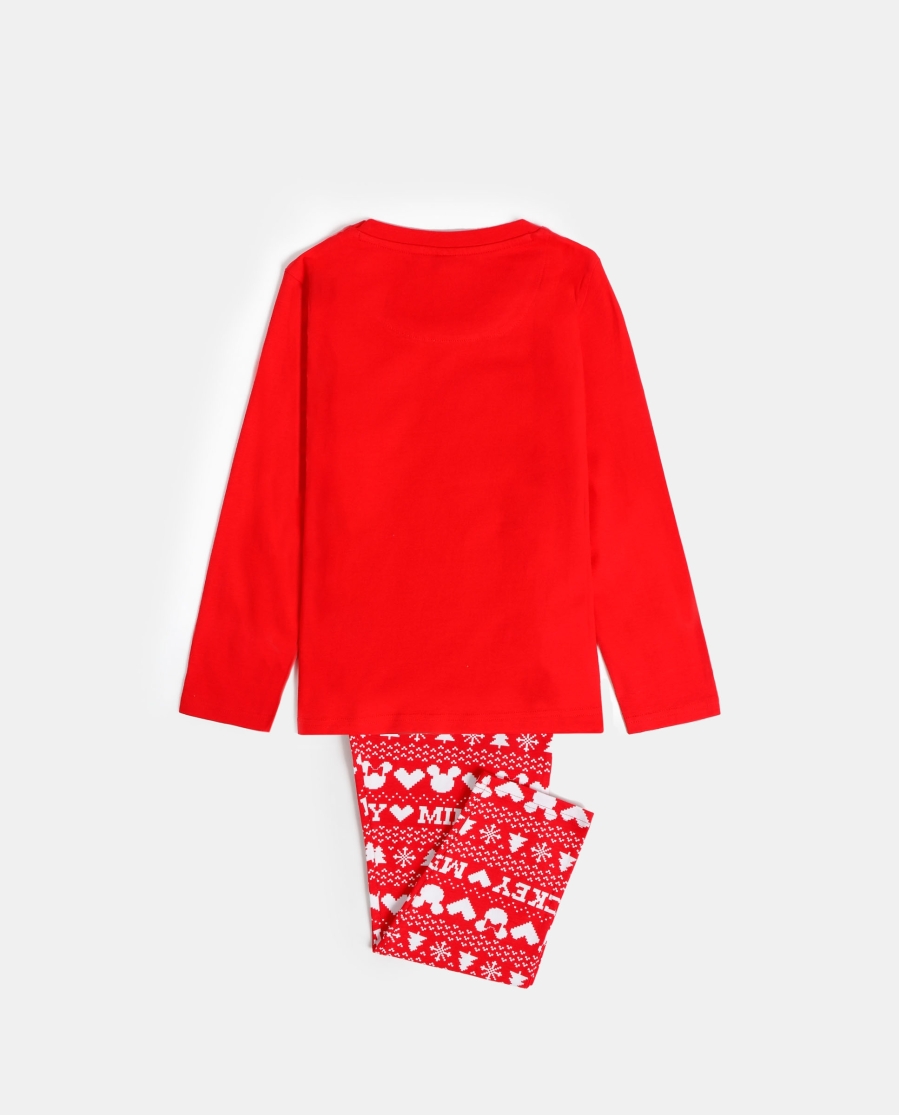 DISNEY Pijama Manga Larga Mickey Christmas para Niño ROJO
