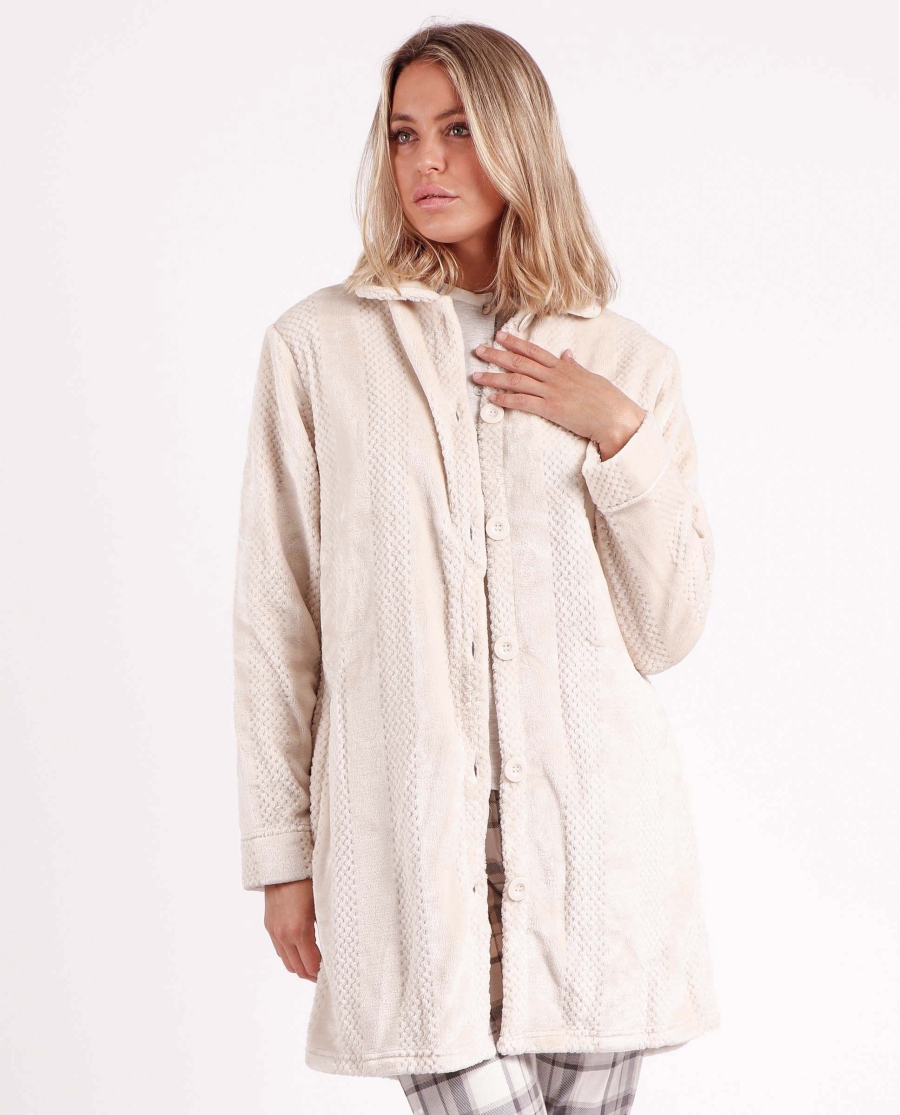 ADMAS CLASSIC Bata Manga Larga Calentita Indian Scarf para Mujer PIEDRA ADMAS CLASSIC Bata Manga Larga Calentita Indian Scarf para Mujer PIEDRA