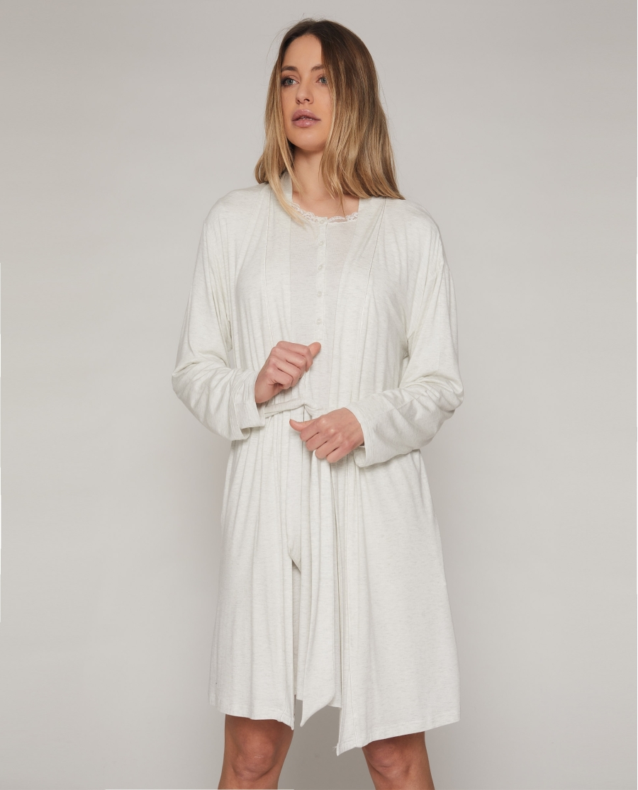 ADMAS CLASSIC Bata Manga Larga Lace Night para Mujer GRIS JASPE ADMAS CLASSIC Bata Manga Larga Lace Night para Mujer GRIS JASPE