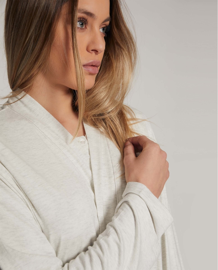 ADMAS CLASSIC Bata Manga Larga Lace Night para Mujer GRIS JASPE ADMAS CLASSIC Bata Manga Larga Lace Night para Mujer GRIS JASPE