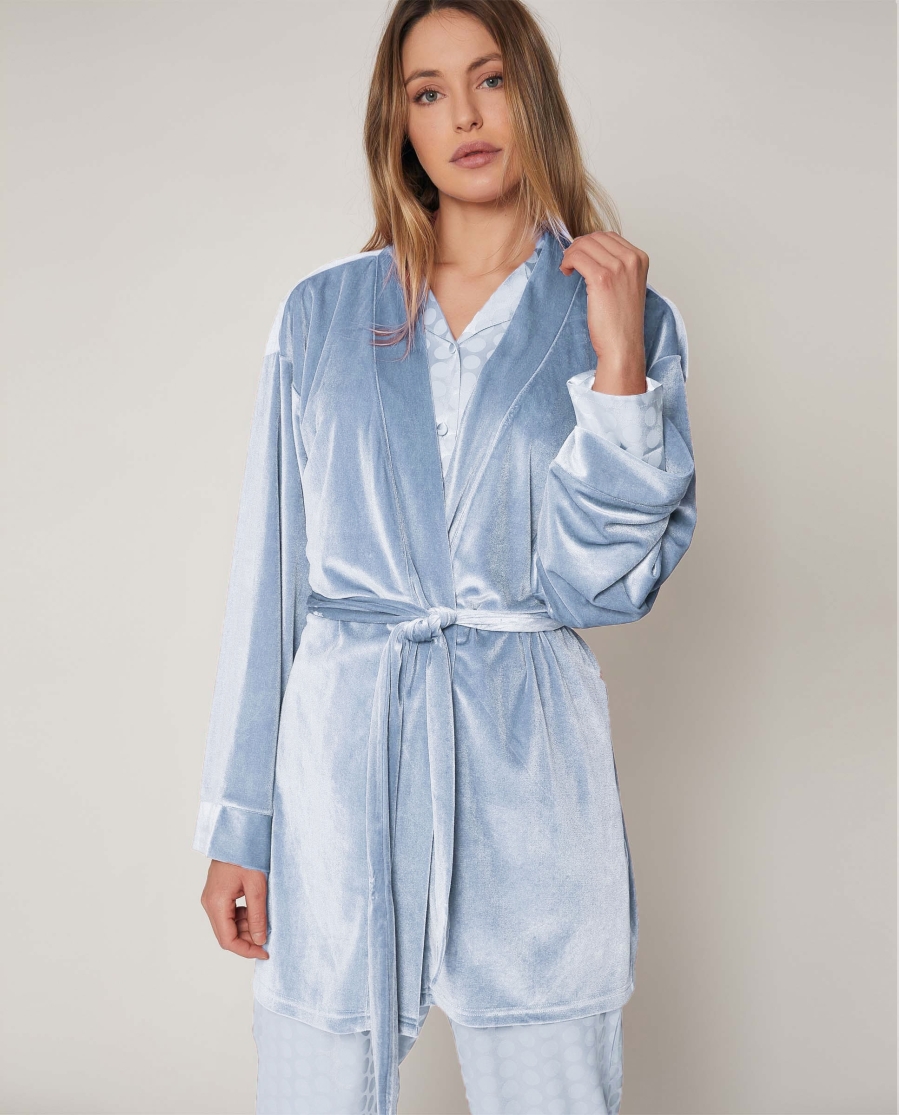 ADMAS CLASSIC Bata Manga Larga Dots para Mujer AZUL ADMAS CLASSIC Bata Manga Larga Dots para Mujer AZUL