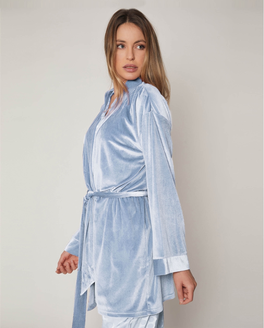 ADMAS CLASSIC Bata Manga Larga Dots para Mujer AZUL ADMAS CLASSIC Bata Manga Larga Dots para Mujer AZUL