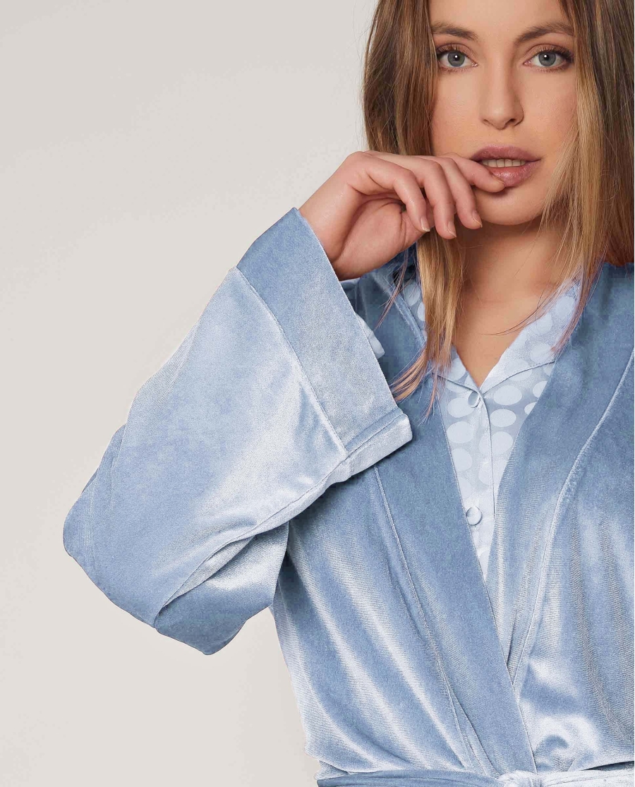 ADMAS CLASSIC Bata Manga Larga Dots para Mujer AZUL ADMAS CLASSIC Bata Manga Larga Dots para Mujer AZUL