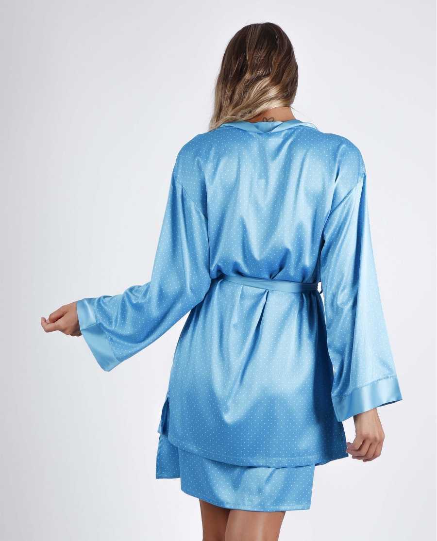 ADMAS CLASSIC Bata Manga Larga Sweet Dots para Mujer AZUL ADMAS CLASSIC Bata Manga Larga Sweet Dots para Mujer AZUL