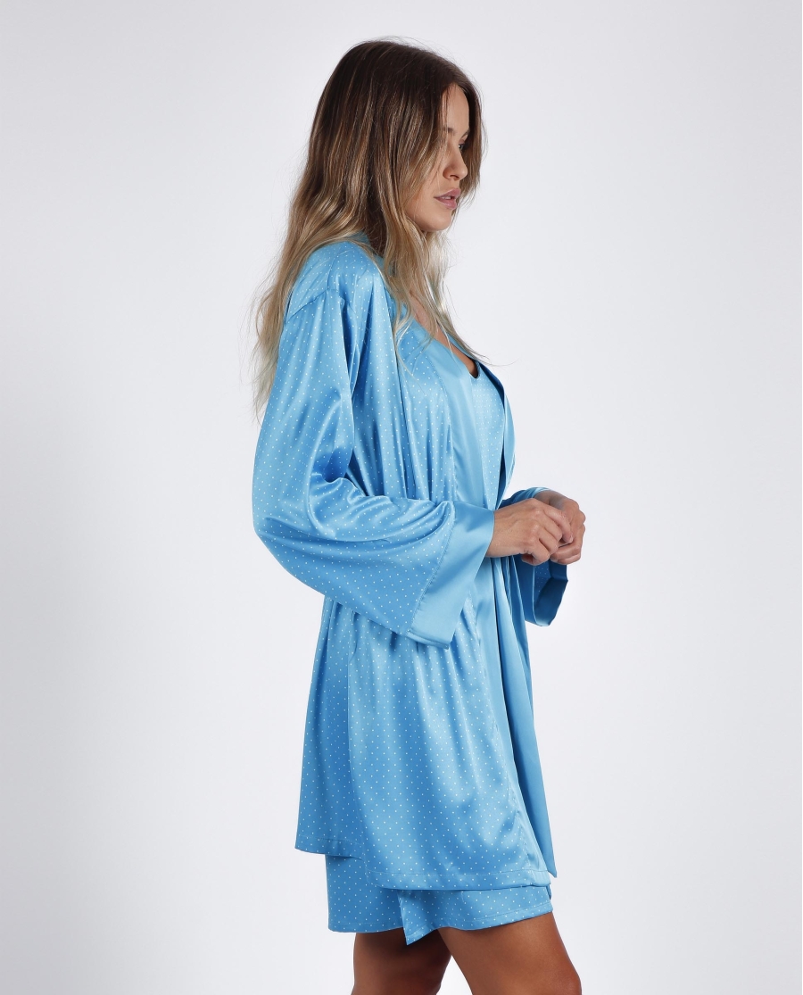 ADMAS CLASSIC Bata Manga Larga Sweet Dots para Mujer AZUL ADMAS CLASSIC Bata Manga Larga Sweet Dots para Mujer AZUL