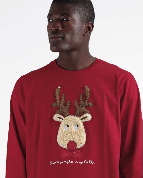ADMAS Pijama Manga Larga Don´t Jingle My Bells para Hombre ROJO 2